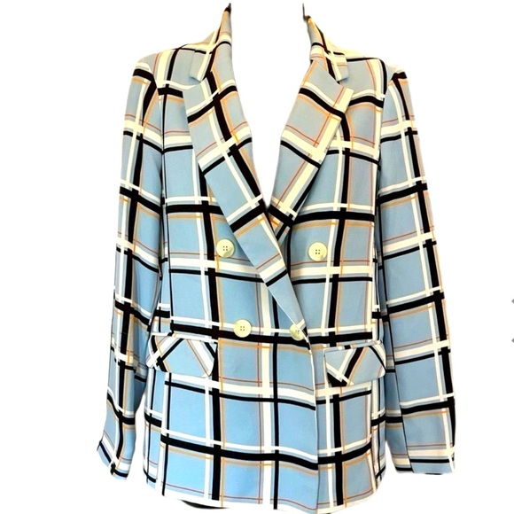 TopShop Blue Window Pane Plaid Blazer - Picture 9 of 13